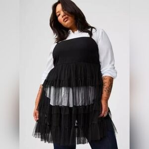 NWT • Torrid • Challis And Mesh Tiered Top
